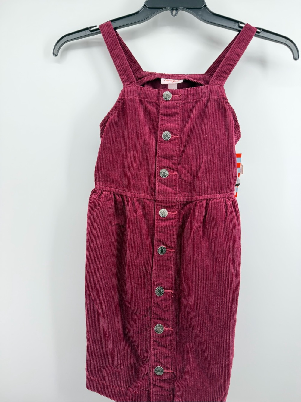 Girls' Burgundy Corduroy Pinafore Dress